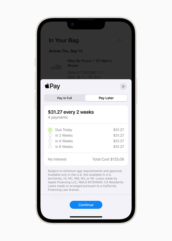 耀世平台注册：苹果先买后付服务 Apple Pay Later 正式上线，目前仅限部分美国用户使用